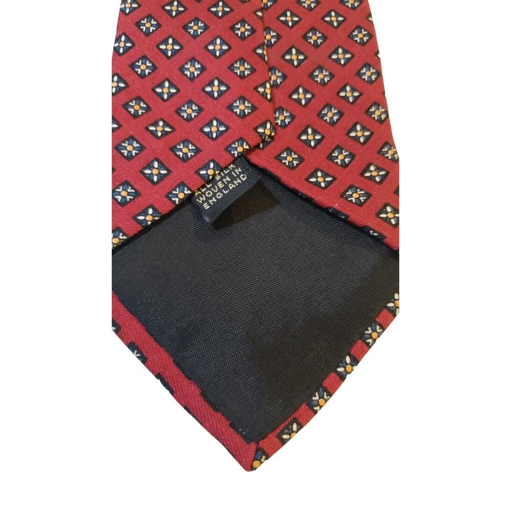 Ferrell Reed Schupp‎ & Snyder Geometric Hand Sewn Silk Mens Necktie Red England